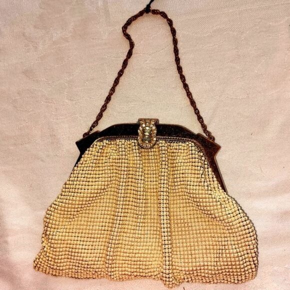 Whiting & Davis 1940s Ivory Rhinestone Vintage Bag - Picture 2 of 7